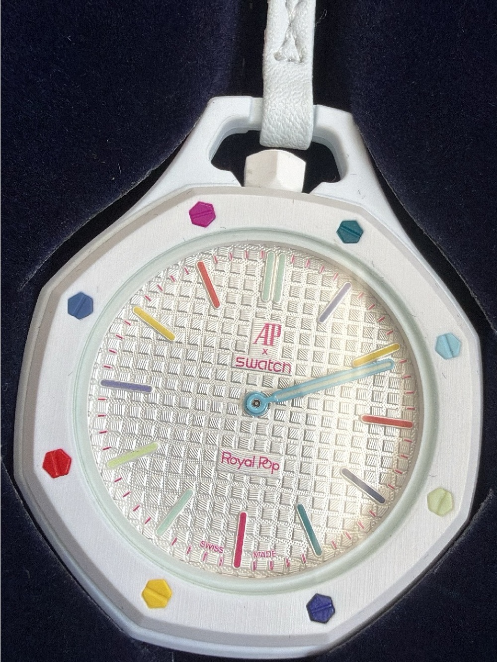 Ap x Swatch Huit Blacn Pocket Watch with Multicolor Accents